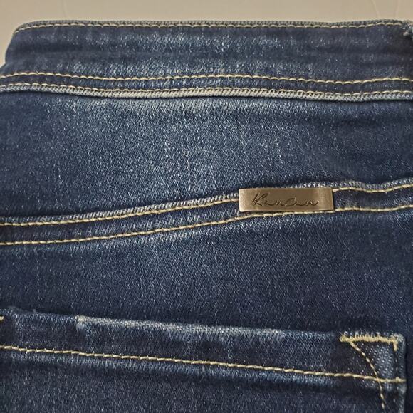 KanCan Sian High Rise Flare Jeans Dark Wash Size 11/29 Frayed Hem Bell Bottoms - Picture 5 of 14